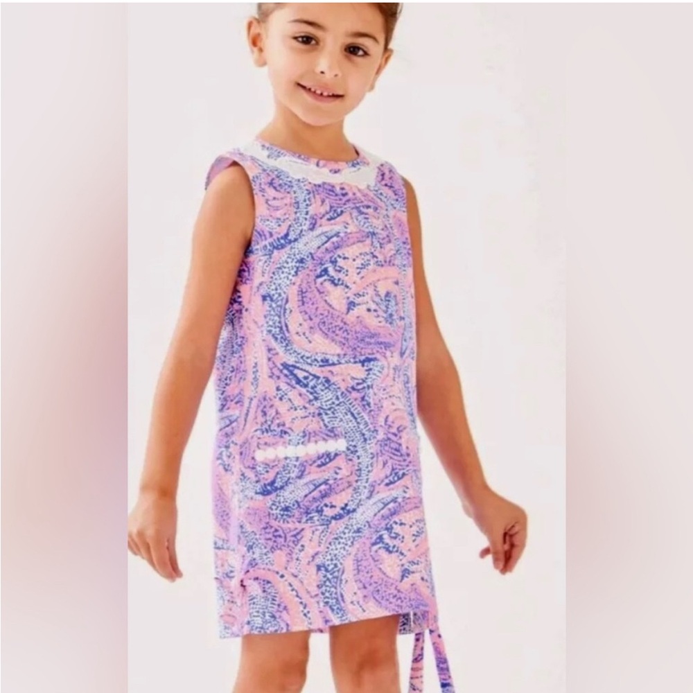 Lily Pulitzer Girl’s Coastal Blue Maybe Gator Dress Size 7